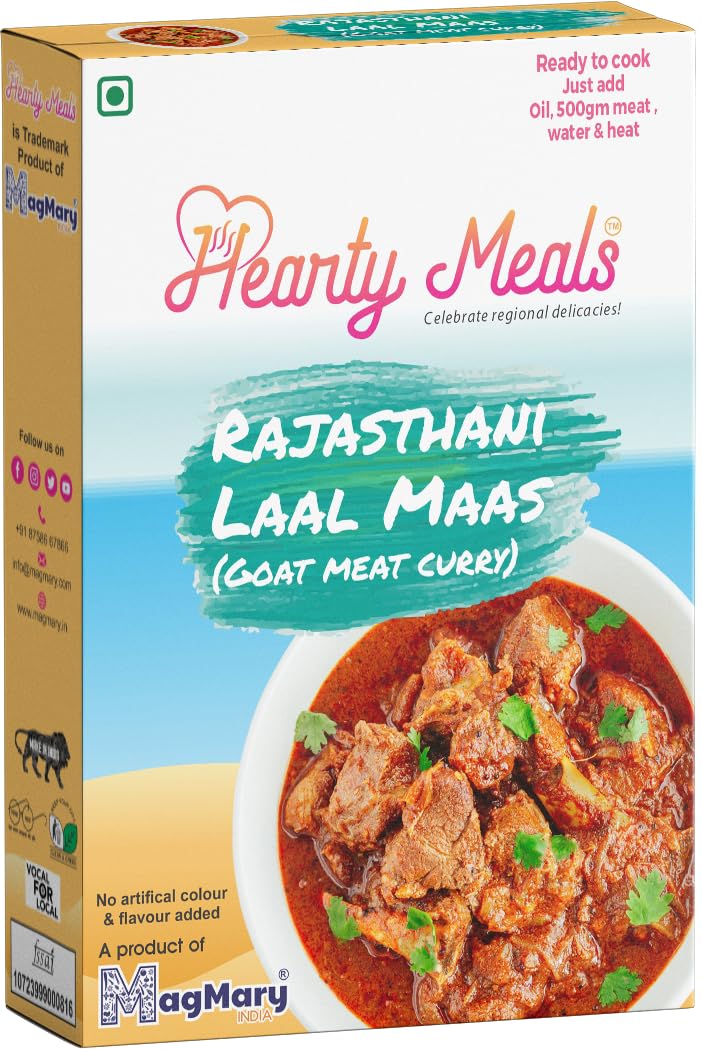 Hearty Meals Rajasthani Laal Maas/ Red Mutton Cooking Mix, 75g | Instant Gravy Masala Mix Rajasthani Style | Ready in 20 - 25 mi