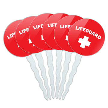 GRAPHICS & MORE Lifeguard Cupcake Picks Set of 6, Acrylic, Multi-Color Decoration