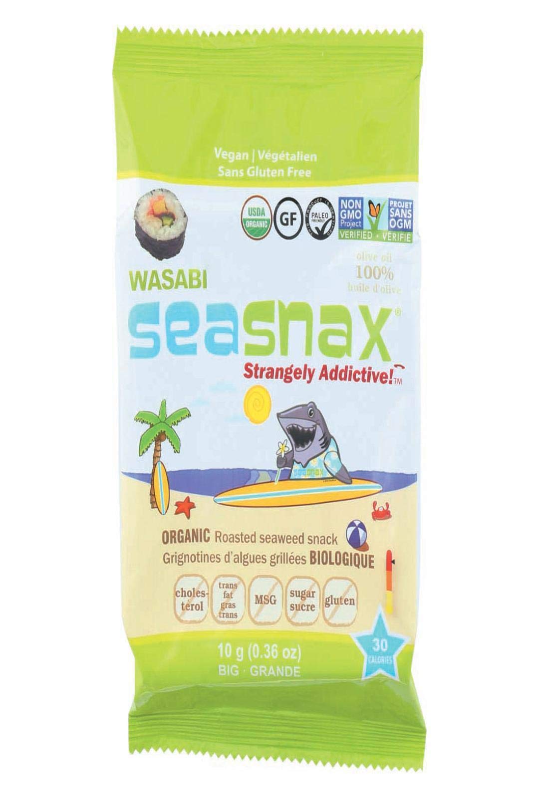 Seasnax Big Grab And Go Seasnax Roasted Seasoned Seaweed Wasabi, 0.36 Oz