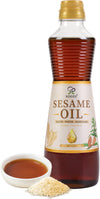 Soeos Sesame Oil, Toasted Sesame Seed Oil, 16.9 Fl Oz (500 ml), Nutty Flavor, Perfect for Asian Food, Noodles, Soup, Baking, and