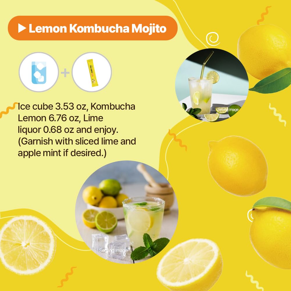 Kayfood-Kombucha-Lemon-Garden-Daily Zero Sugar, Diet, Gut Healthy Sparkling Beverage, Fermented Korean Drinks For Iced Tea Hot T