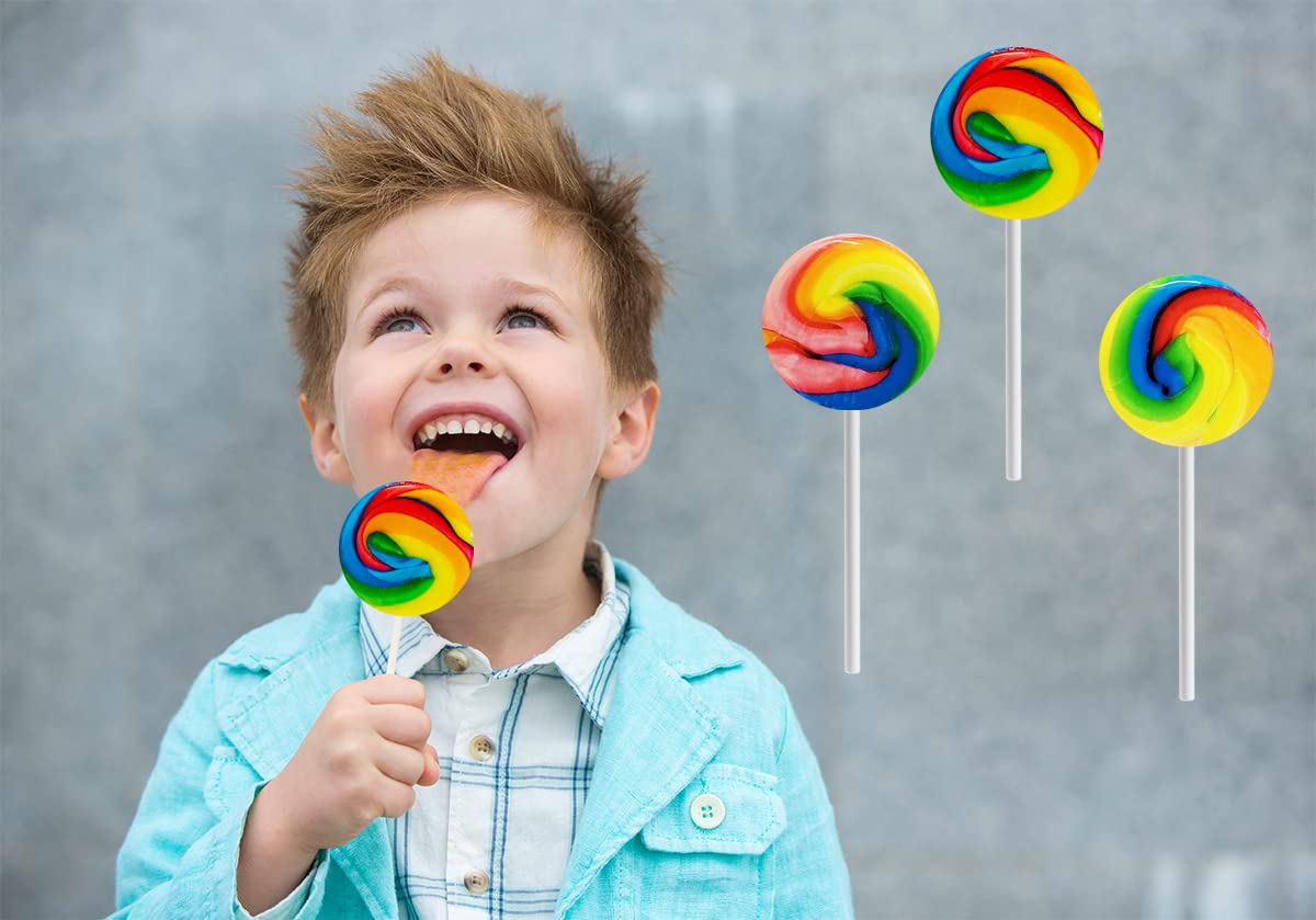 The Dreidel Company Rainbow Swirl Lollipop, Mixed Fruit Flavor, 1.5 Inch, 24-Pack, Multicolor