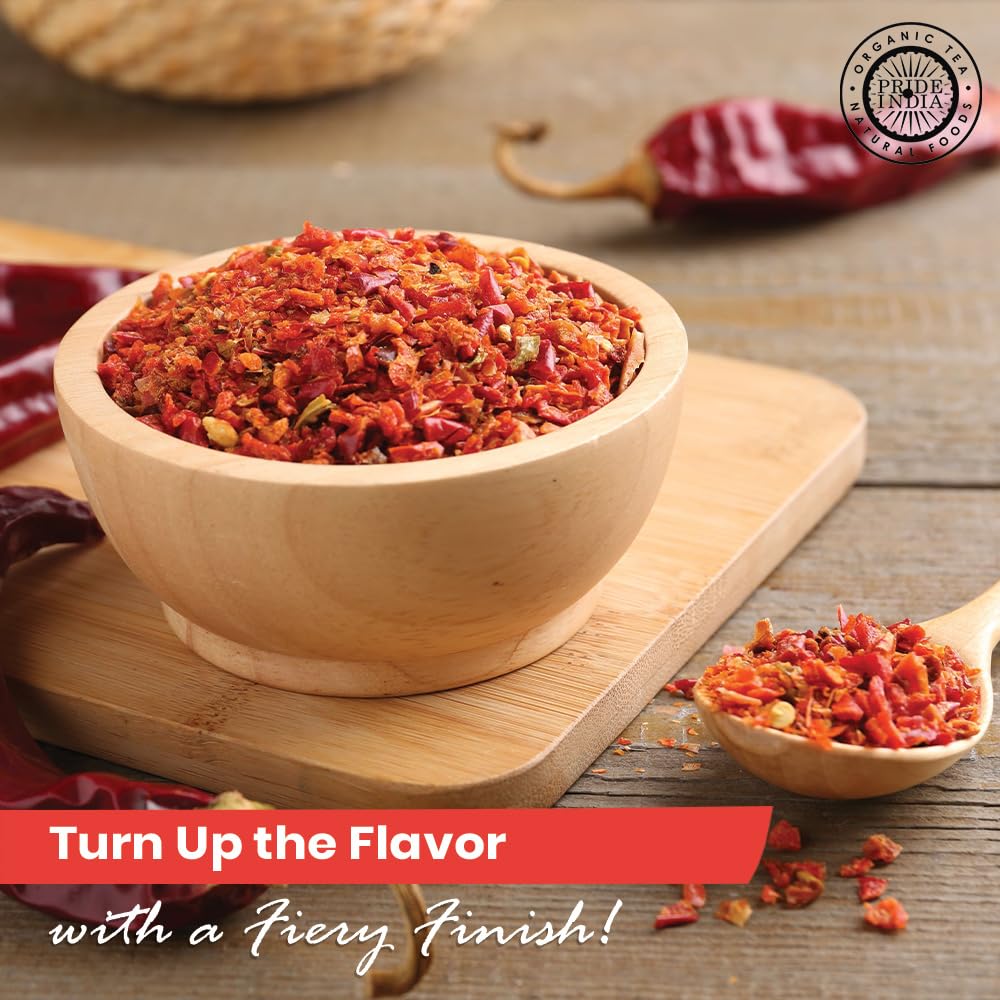 Pride Of India - Pack Of 6 - Red Chili Flakes - Gourmet Spice/Culinary-Pleasant Heat/Distinct Flavor & Aroma-Sprinkle Onto Pizza