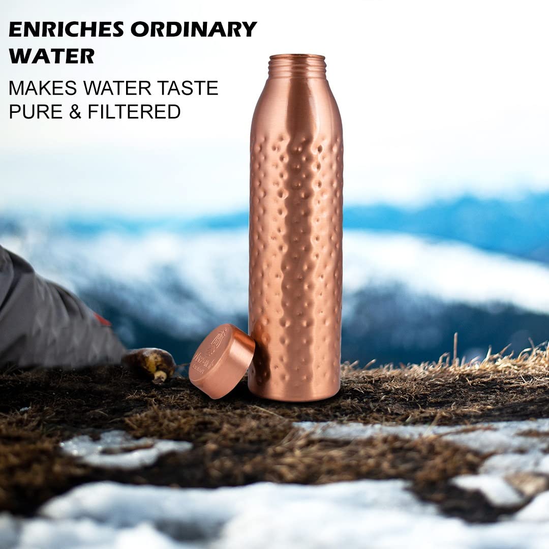 Norman Jr, Hammered Copper Water Bottle 1 Ltr Extra Large - An Ayurvedic Pure Premium Copper Vessel- Drink More Water, Lower Sug