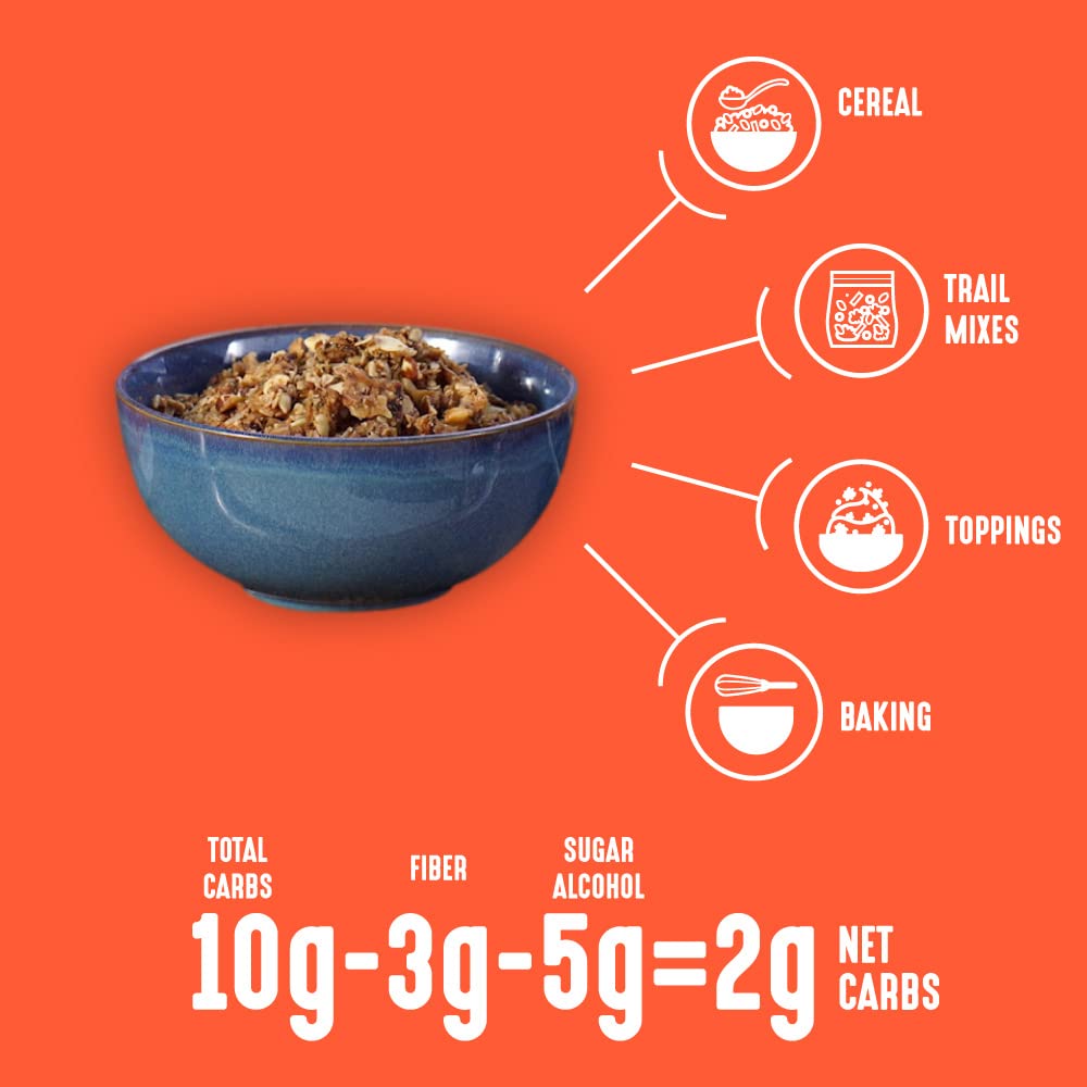 Lakanto Cinnamon Almond Crunch Granola - Delicious Snack, Quick Breakfast Cereal, Keto Friendly, Monk Fruit Sweetener, No Sugar Added, Vegan, Gluten Free, Grain Free, Low Net Carbs (11 Oz)