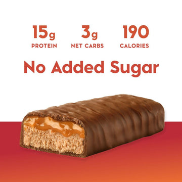 Nicks Protein Bars Chocolate Caramel | 15g protein | 190 calories | Low Carb Keto Friendly Snacks No Added Sugar (Multipack 24