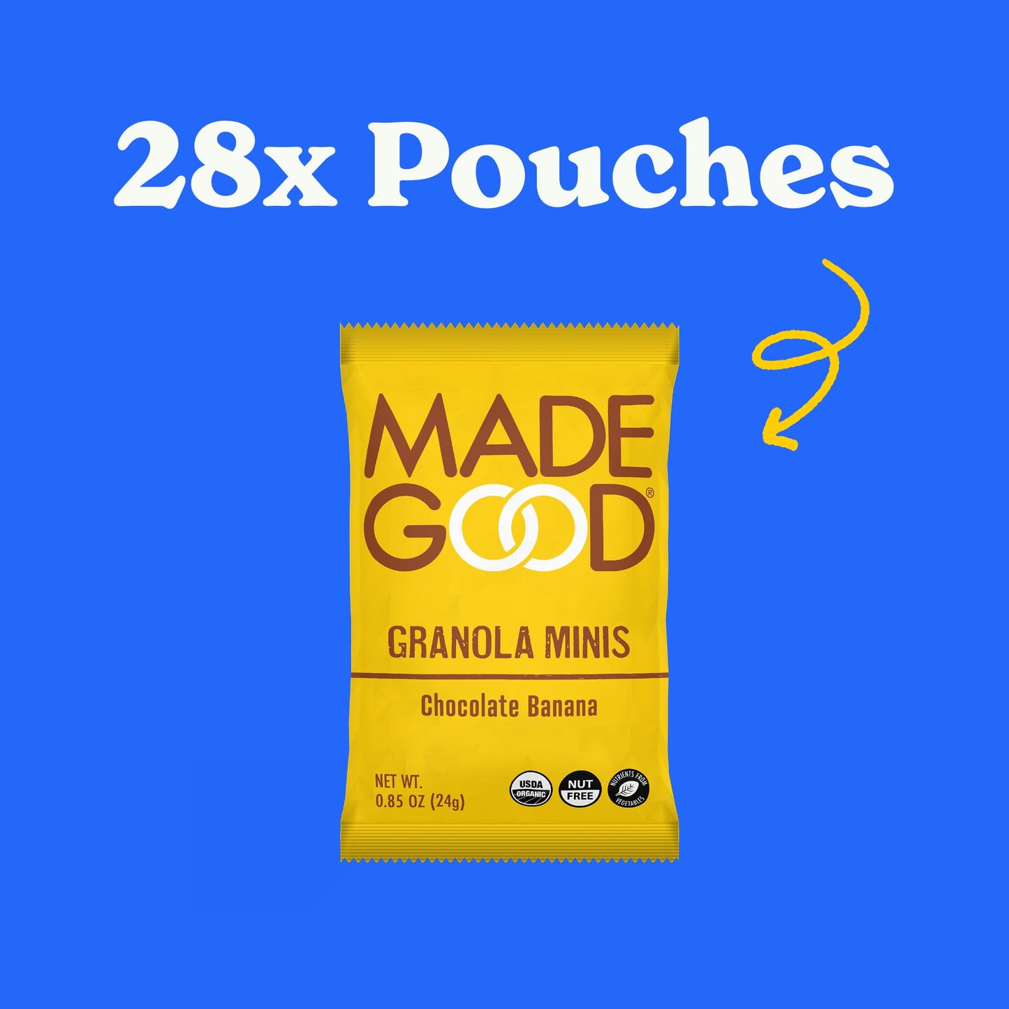 Madegood Chocolate Banana Granola Minis, 28 Count, Organic And Delicious Snacks