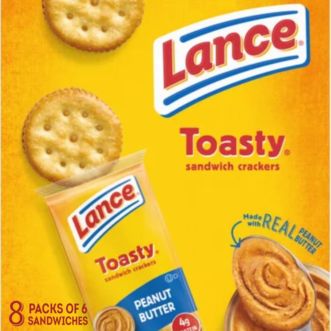 Sandwich Crackers Variety Pack, 40 Individual Snack Bags - Quality Lance Snacks, Featuring Toasty, Toastchee & Captains Wafers