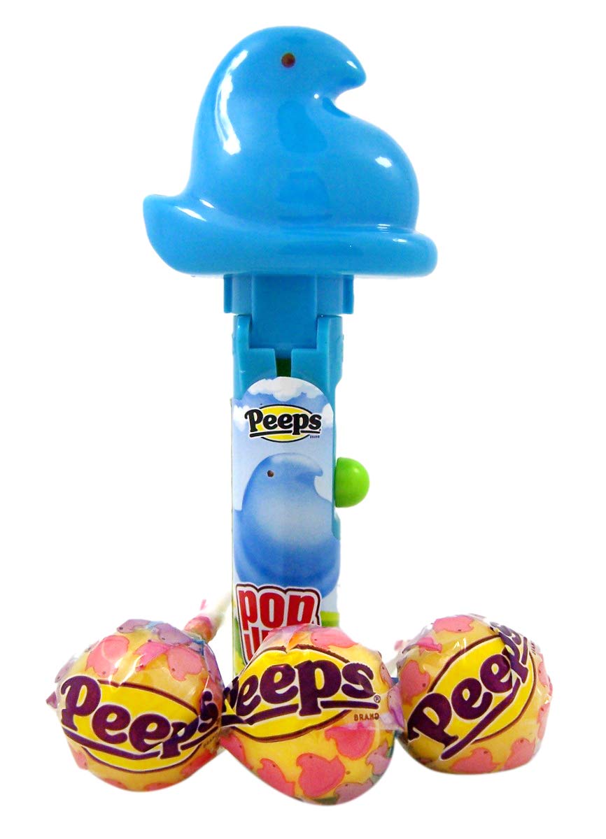 Flix Peeps Candy, Spring Pop Up Chick Shaped Lollipop Holders With Marshmallow Flavored Suckers, 2.22 Ounces