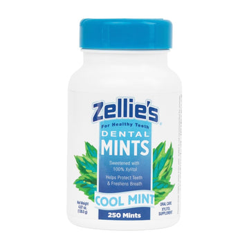 Zellie'S | 100% Xylitol Sugar Free Cool Mint Breath Mints | Non-Gmo, Low-Calorie, Gluten Free, Vegan & Kosher Mints (250 Count -