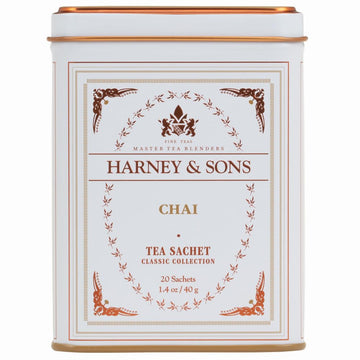 Harney & Sons Chai, Spiced Black Tea, 20 Sachets | Brew Masala Chai At Home, Classic Collection