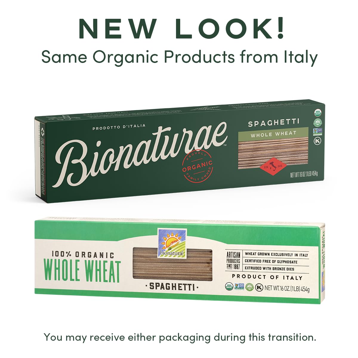 Bionaturae Spaghetti Pasta Noodles - Whole Wheat Pasta, Kosher Certified, High Protein, Non-Gmo, Usda Certified, Whole Wheat Spa