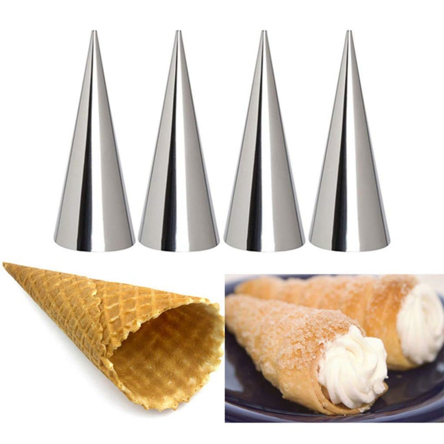 Non-Stick Cream Cannoli Tubes, Fantasyday 19 Pcs Stainless Steel Baking Cones Pastry Roll Horn Croissant Mold Cannoli Shells Wit