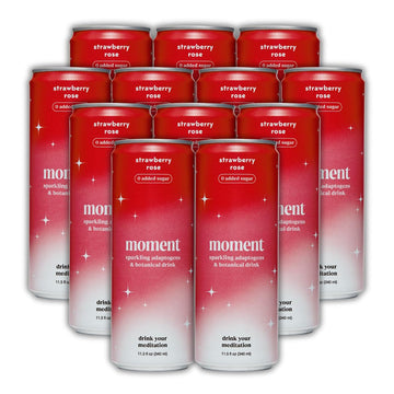 Drink Your Meditation Moment Botanical Soda - Strawberry Rose - Sparkling Soft Drink - 11.5 Fl Oz (Pack of 12)