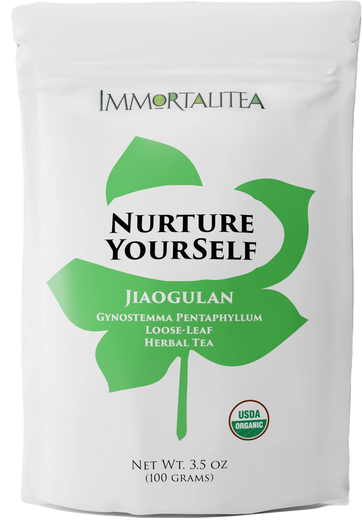 Immortalitea Gynostemma Tea USDA Organic Loose Leaf Herbal Tea, 3.5 oz, Naturally Sweet Adaptogen, Caffeine-Free
