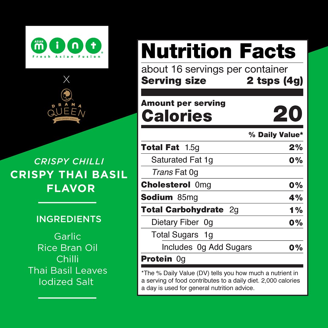Drama Queen Crispy Thai Basil Flavor - Chili Crunch - Clili Crisp - Chili Oil - A Premium Hot Sauce With A Nice Chili Crunch - N