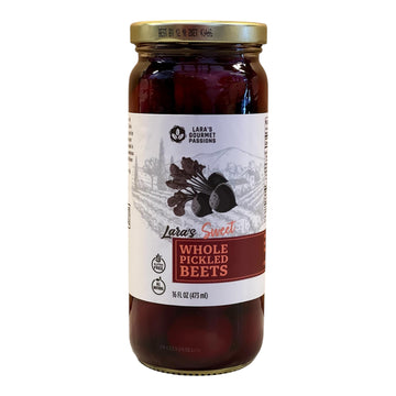Lara's Gourmet Passions Sweet Whole Pickled Beets - 16 fl oz Glass Jar - All-Natural, Gluten-Free, Ready-to-Eat