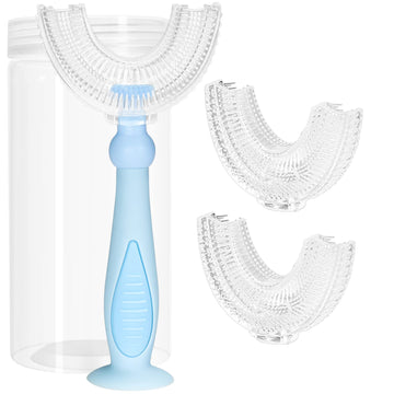 Tusiwit Kids Toothbrushes U Shaped With 3 Pcs Soft Food Grade Silicone Heads For Toddler,Childrens, Full Mouth Kids Tooth Brush 