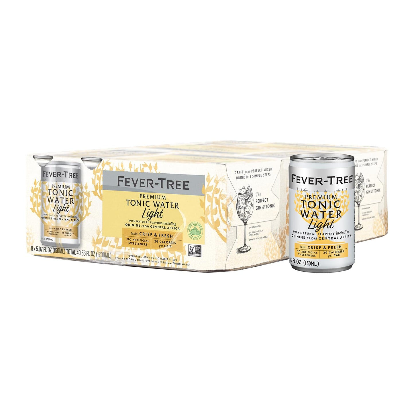 Fever-Tree Refreshingly Light Tonic Water - Premium Quality Mixer - 5.07 Fl Oz Cans - Pack of 24