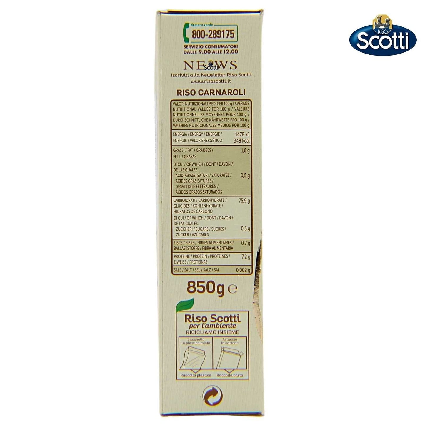 Riso Scotti Premium Carnaroli Rice, Aged For 18 Months, 1.87 Lbs (850G) Product Of Italy, Chef Selected, Gluten Free, Non Gmo, V