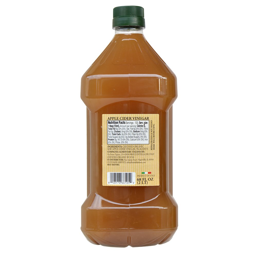 Mantova Organic Apple Cider Vinegar, Raw & Unfiltered, 68 oz, 100% USDA Certified Organic