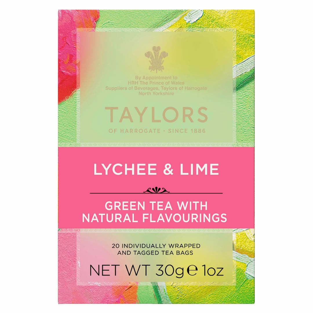 Taylors Of Harrogate Lychee & Lime Green Tea, 20 Teabags (Pack Of 3)