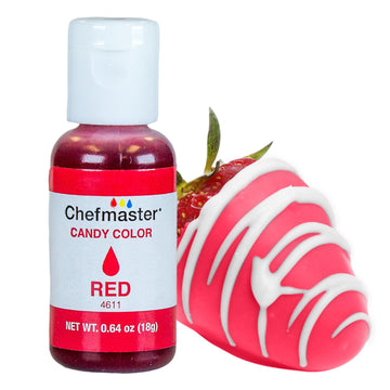 Chefmaster Red Candy Color Dye | Oil-Based | 0.7 Fl Oz | Professional-Grade for Decorating Chocolate, Strawberries, Cake Pops