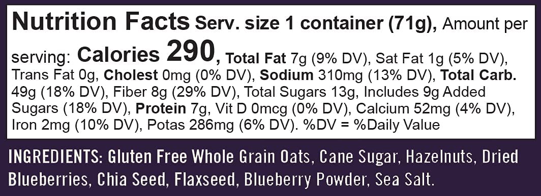 Bob'S Red Mill Gf Oatmeal Cup, Blueberry & Hazelnut, 2.5 Ounce Cup (Pack Of 12), Gluten Free, Non-Gmo, Whole Grain, Kosher