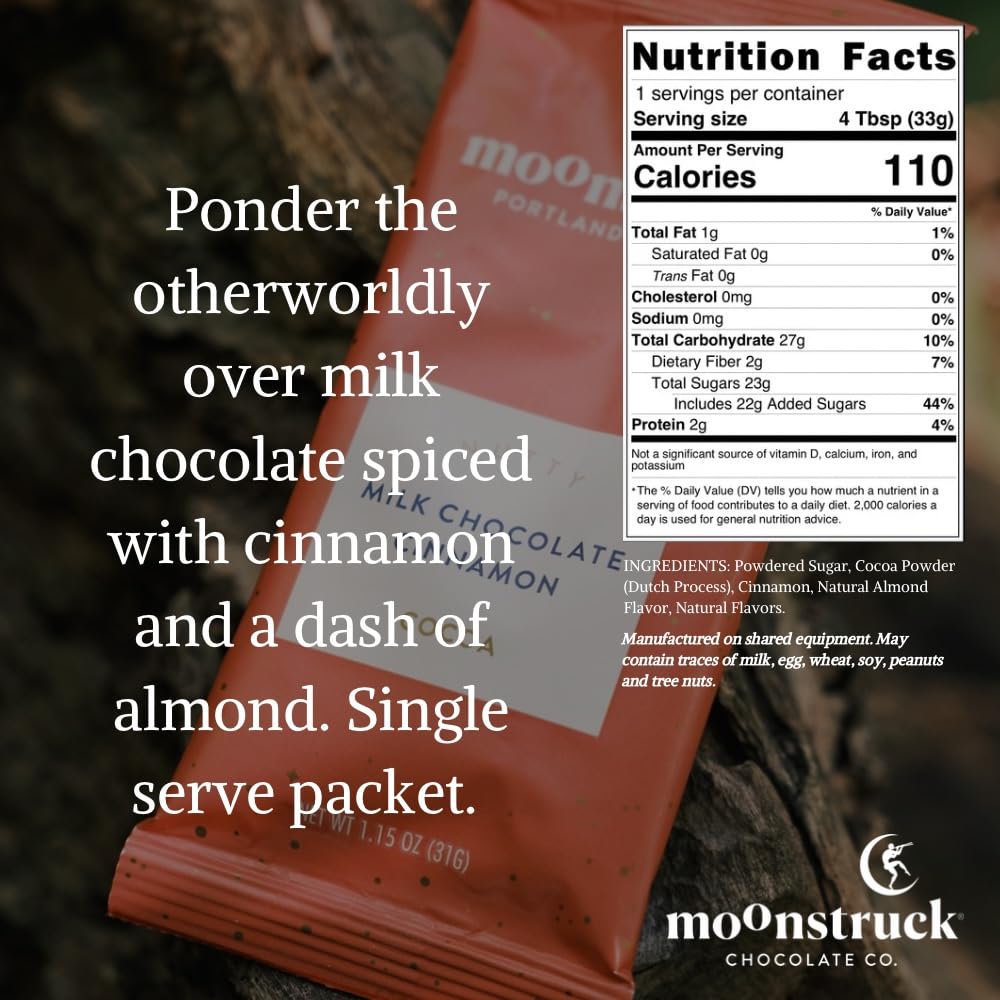 Moonstruck Single Serve Cinnamon And Almond Milk Hot Chocolate Packets, 8 Count (Pack Of 1)