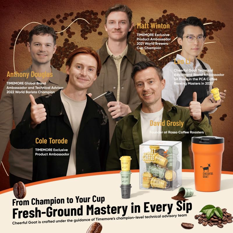 CheerfulGoat Instant Cold Brew Coffee - Speciality Pocket Coffee 100% Arabica  Freeze Dried for Ultimate Freshness  No Sugar  No Additives  Low Acid  Healthy for Iced & Hot  15 Servings (MIX)