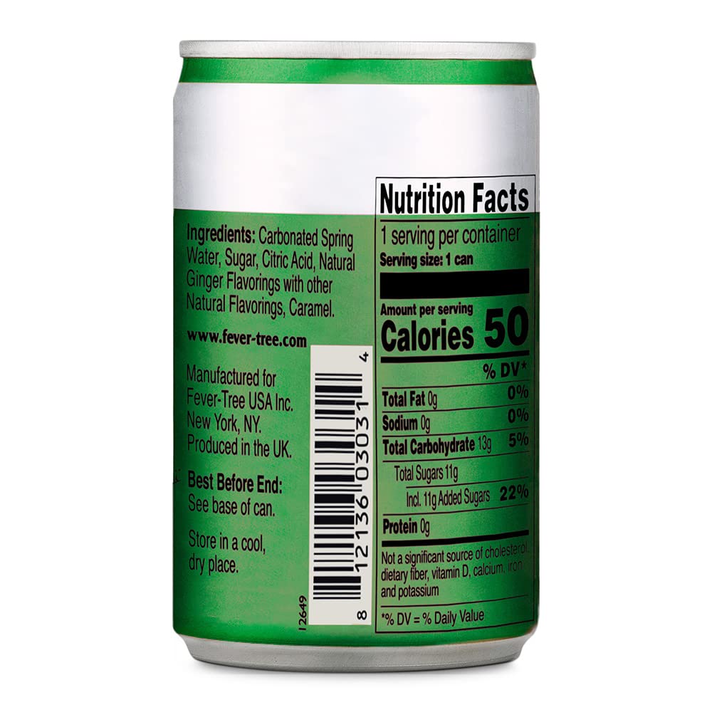 Fever-Tree Ginger Ale - Premium Mixer - Naturally Sourced - 150 ML Cans - Pack of 24 - 5.07 Fl Oz
