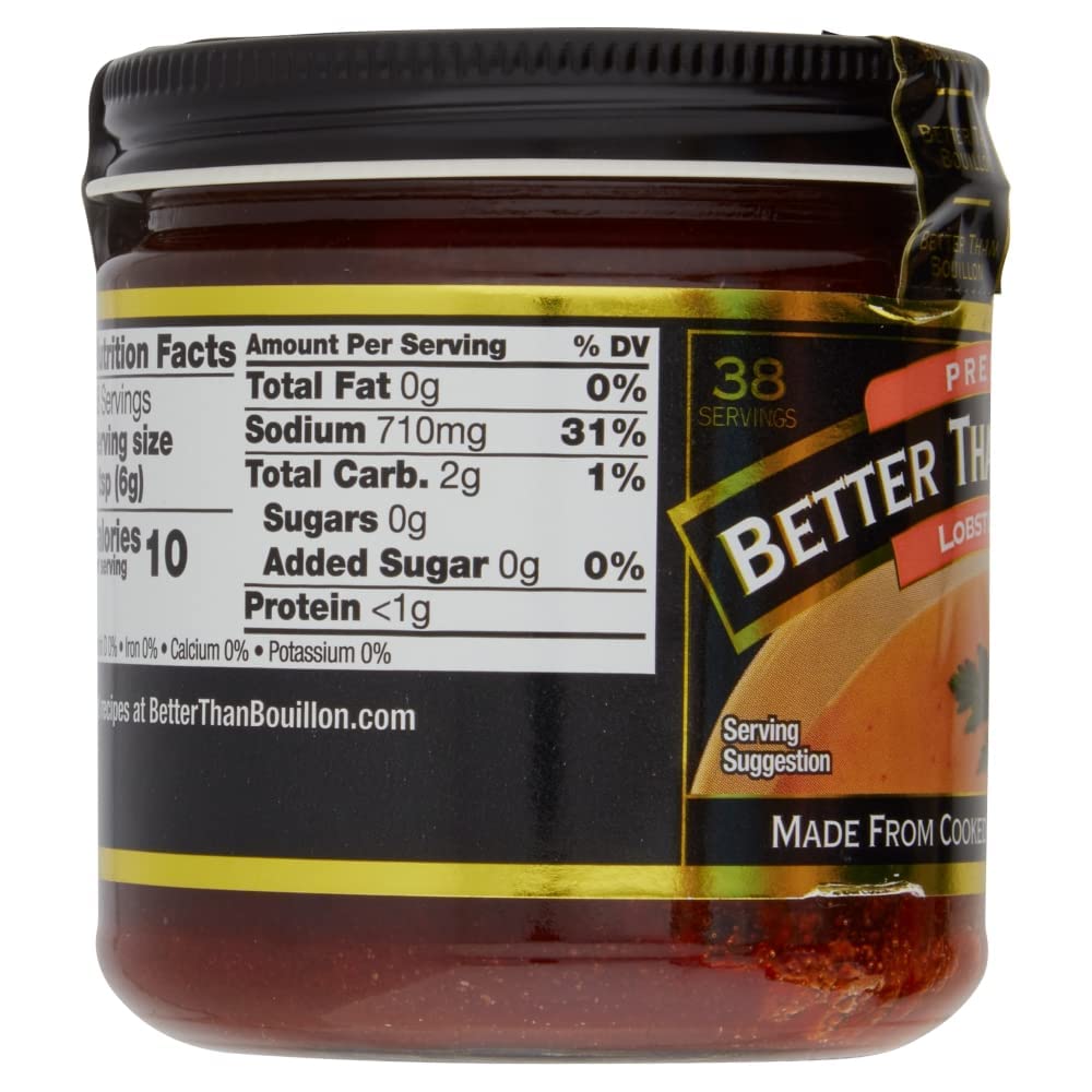 Better Than Bouillon Premium Lobster Base, Made From Select Cooked Lobster & Spices, Makes 9.5 Quarts Of Broth 38 Servings, 8 Ou