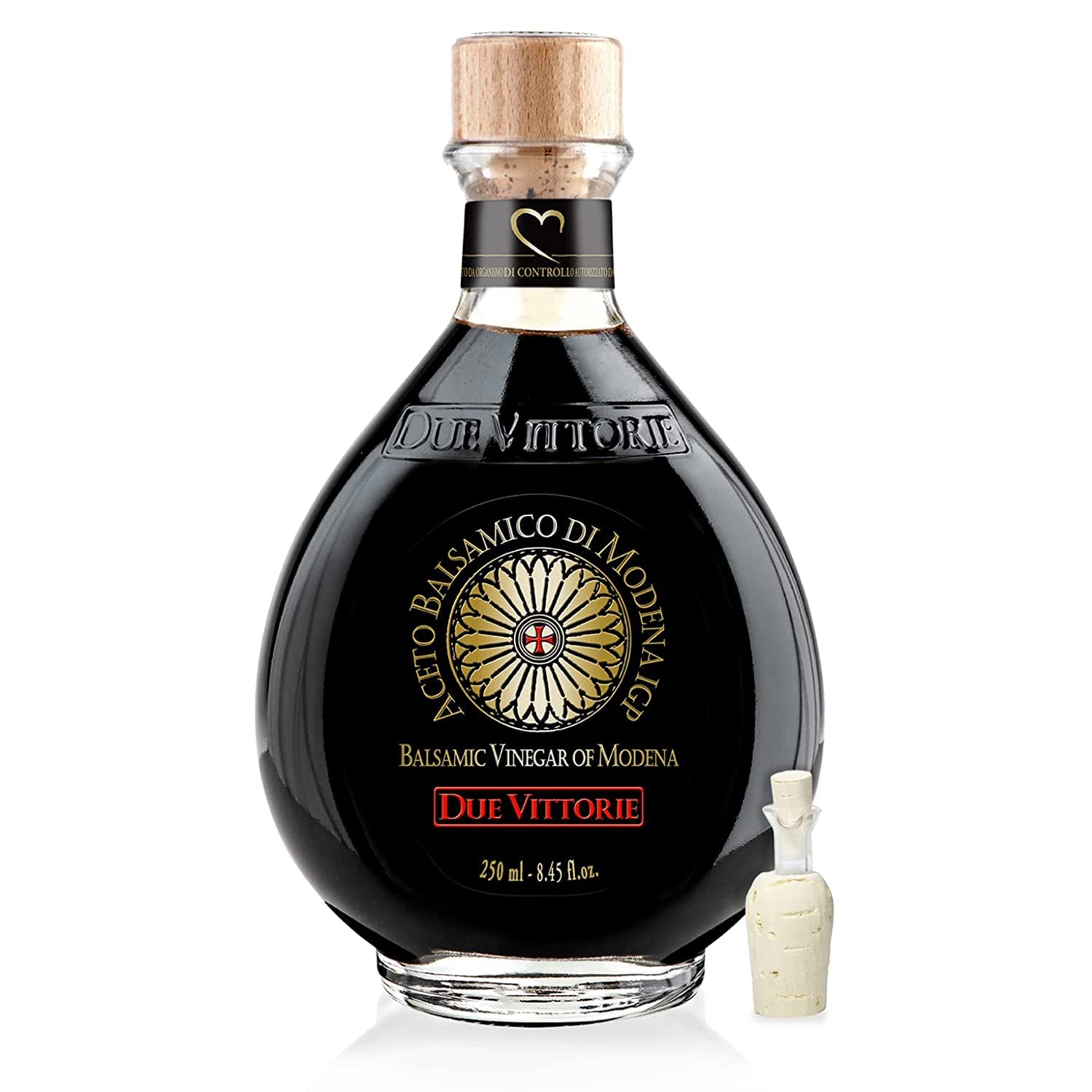 Due Vittorie Balsamic Vinegar, Barrel Aged, All-Natural, Extra Dense, 8.45 Fl Oz (250ml)