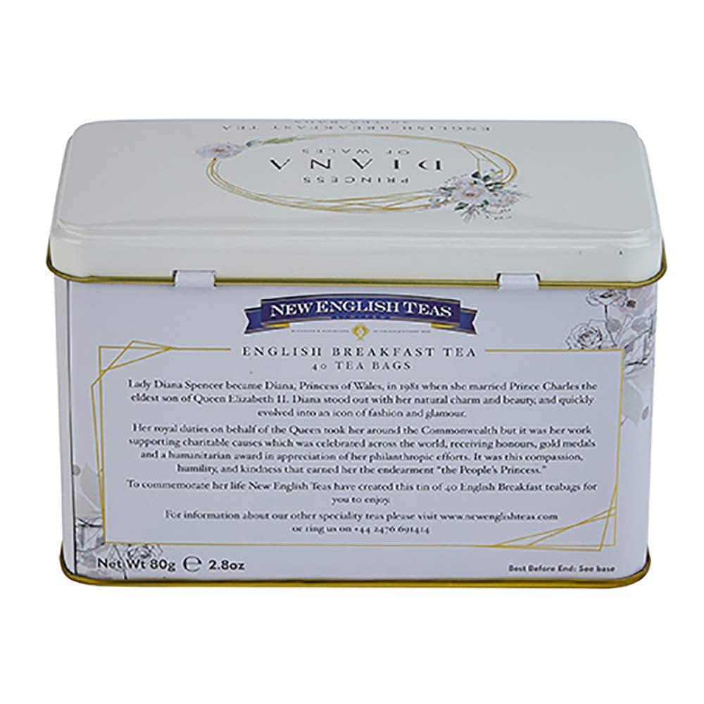 Diana Princess Of Wales Tea Tin With 40 English Breakfast Teabags