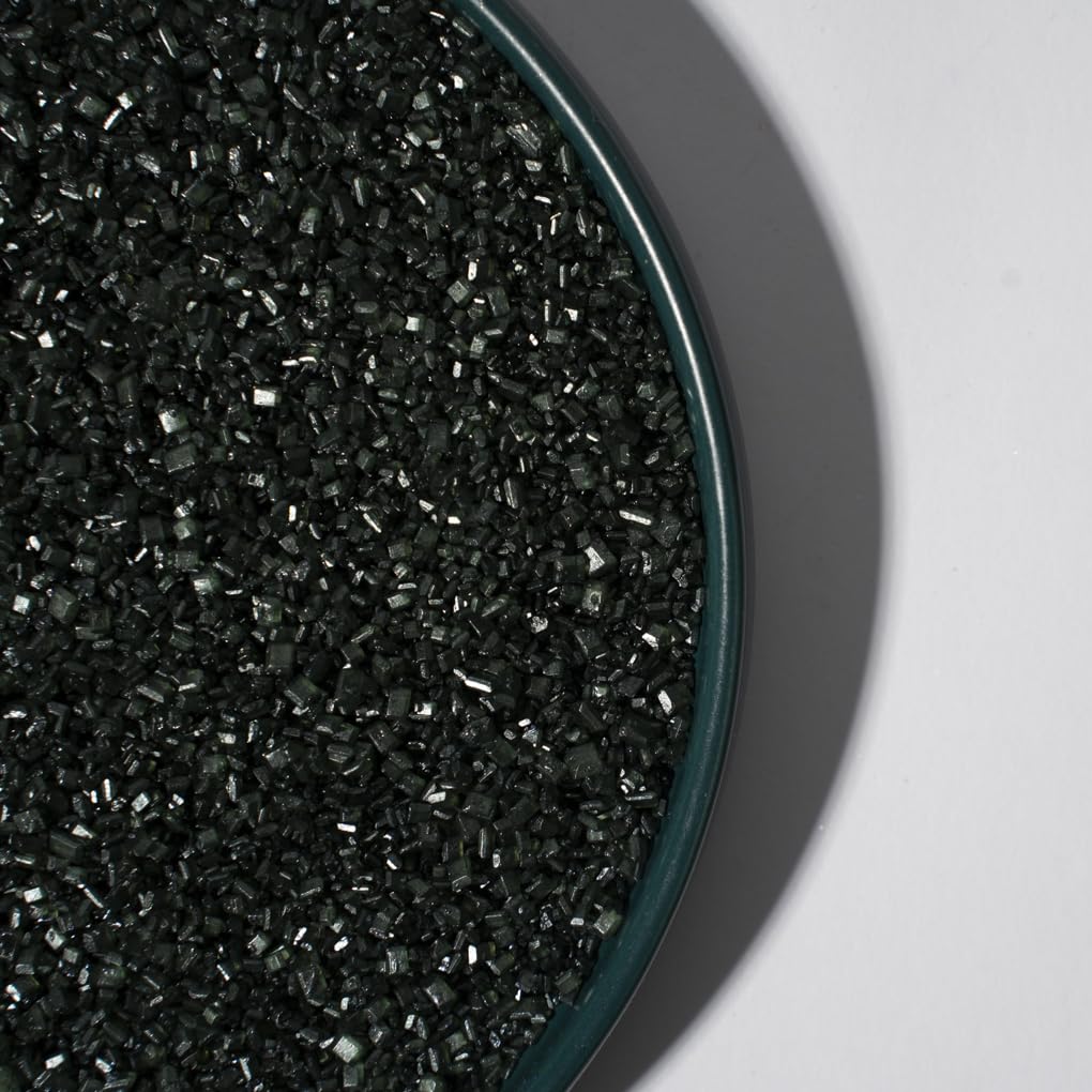 NIPEOR Black Sanding Sugar Sprinkles for Cakes, Cupcakes & Cookies - Edible Sugar Crystals for Decorating