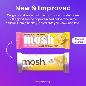 MOSH Variety Pack Keto Protein Bars, High Fiber, Low Carb, Gluten Free, High Protein, Brain Healthy Snack with Ashwagandha, Lion