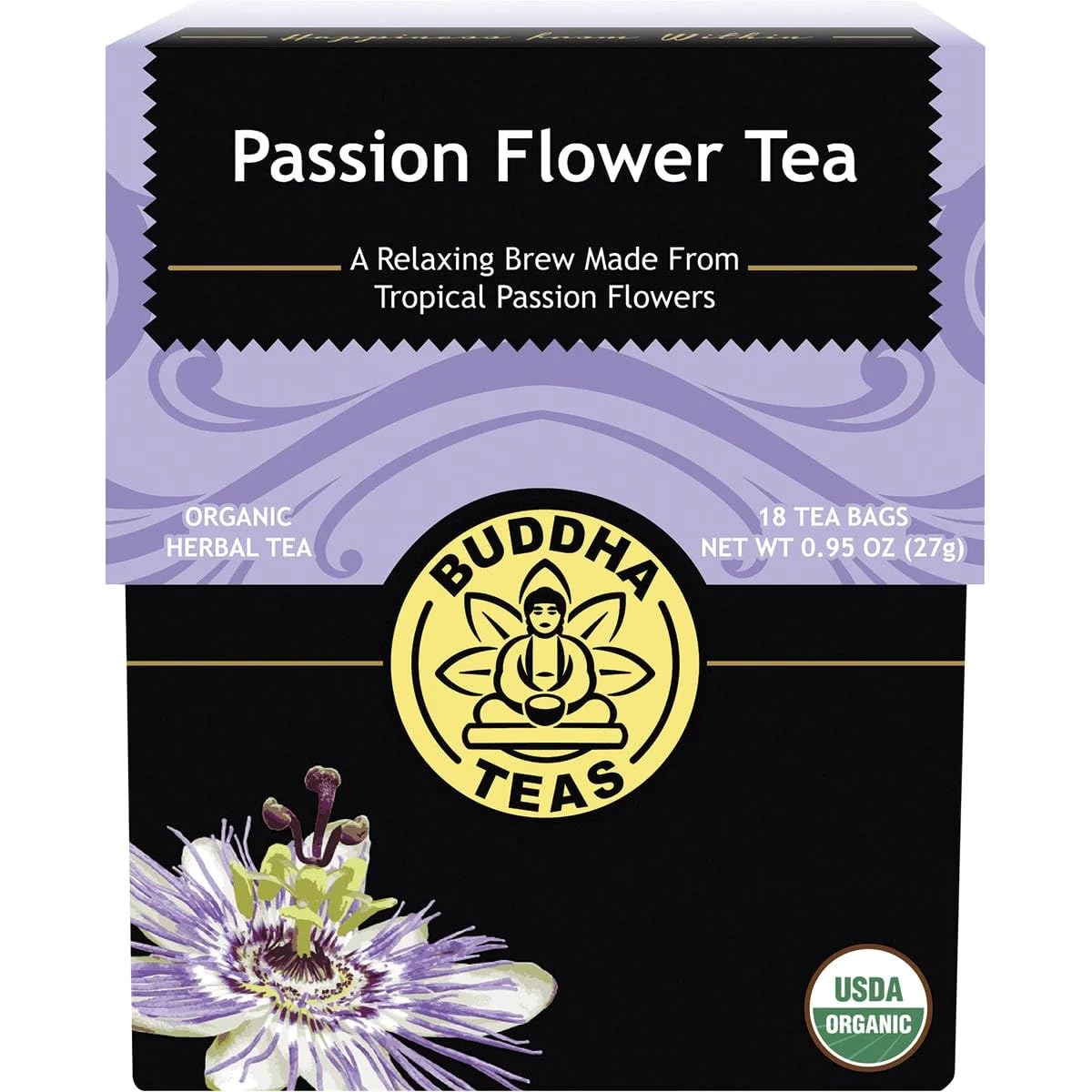 Buddha Teas Organic Passion Flower Herbal Tea - Caffeine Free - 18 Count