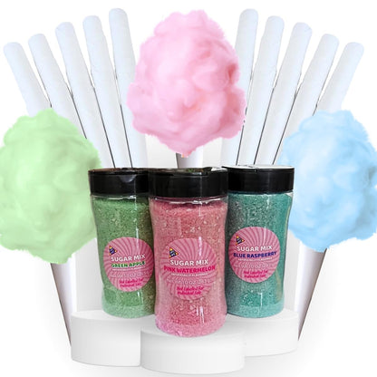 Lupy Lups! Cotton Candy Kit With Cones - Assorted Flavors- Individual Package Big Bulk - Pastel Candy for Stocking, Treats, Part