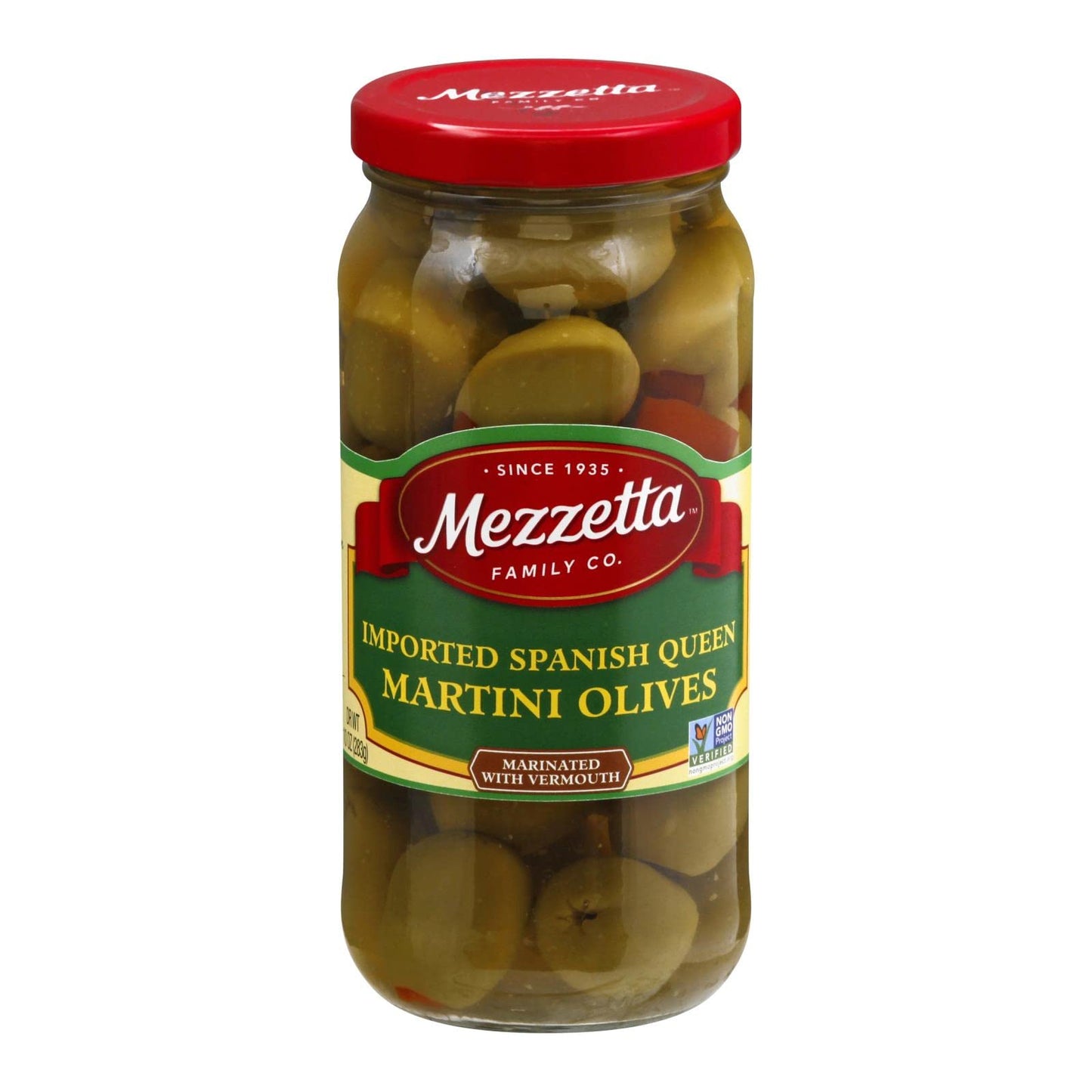 Mezzetta Spanish Queen Martini Olives, Marinated with Dry Vermouth, 10 oz