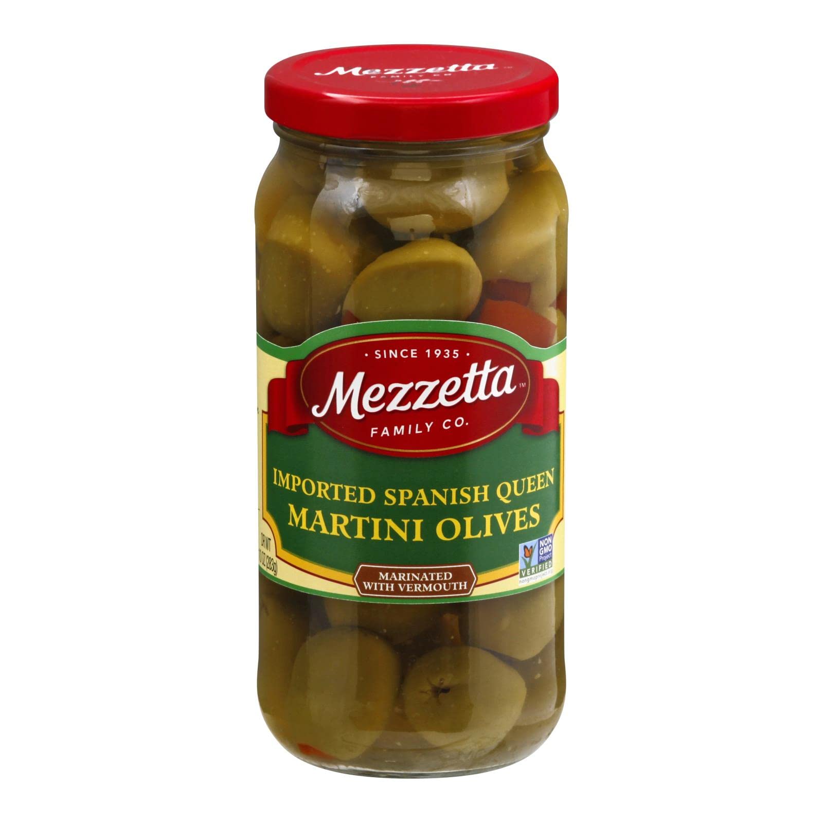 Mezzetta Spanish Queen Martini Olives, Marinated with Dry Vermouth, 10 oz