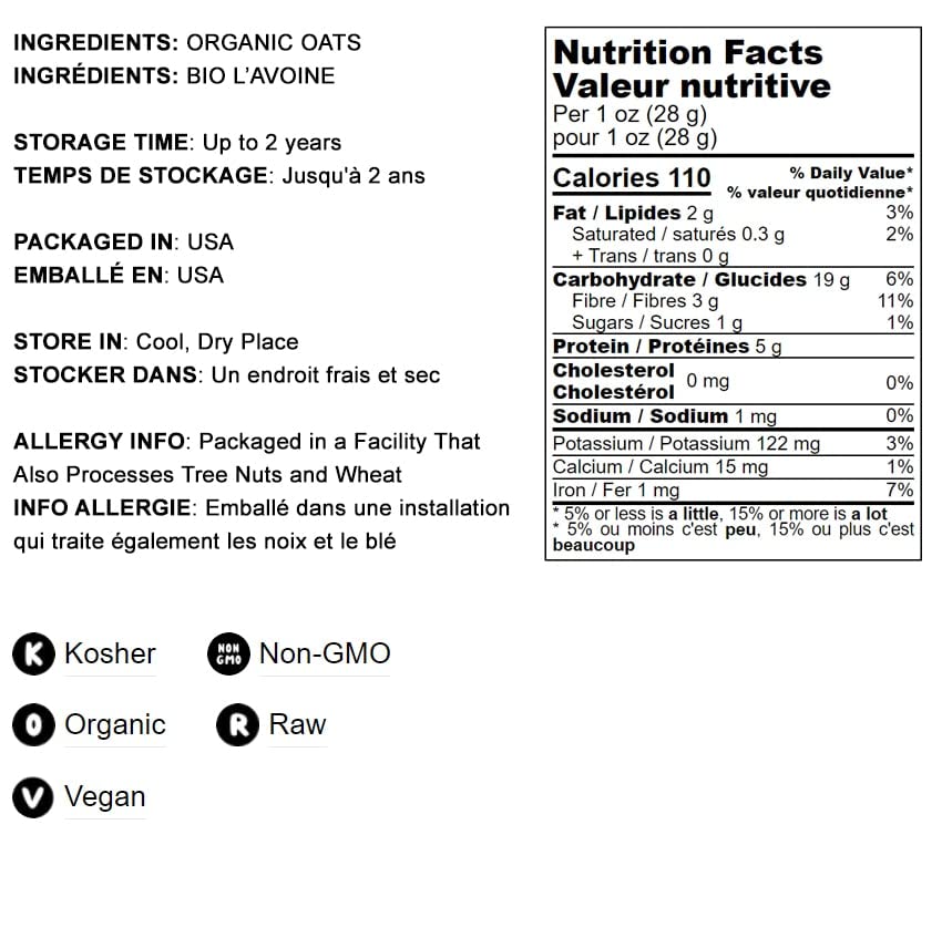 Food To Live Organic Rolled Oats, 20 Pounds – Old-Fashioned, 100% Whole Grain, Non-Gmo, Raw, Kosher, Bulk Oats. Perfect For Morning Oatmeal And Overnight Oats