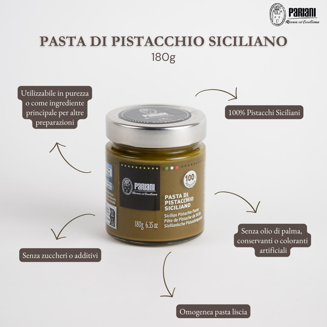 Pariani 100% Pure Sicilian Pistachio Paste Unsweetened 180g (6.35oz) Model 60090