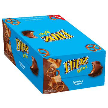 Flipz Bites Bar - Milk Chocolate, Caramel & Pretzels (1.5oz, 3-Piece Bar, 24 Count), Perfect Sweet, Salty, & Crunchy Snack For A
