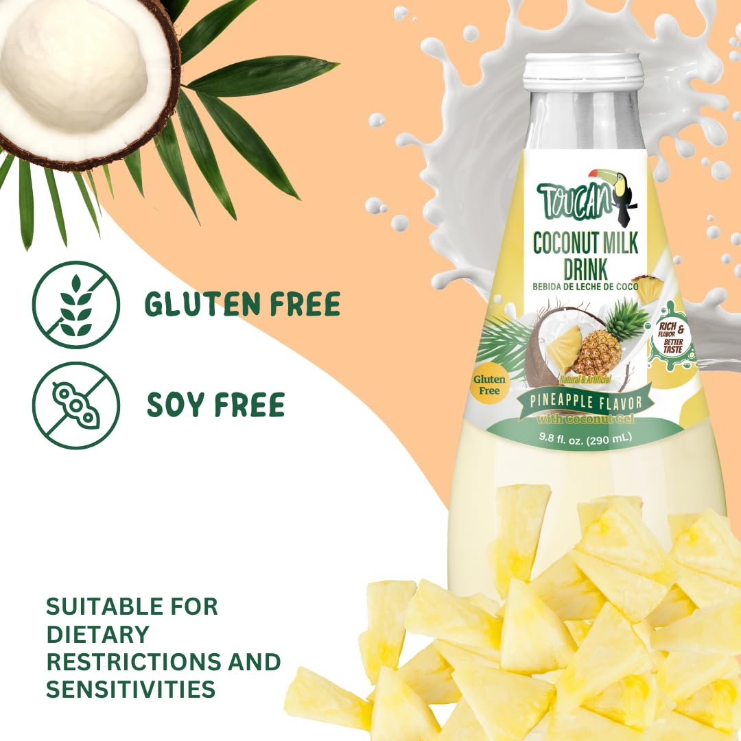 Pocas Coconut Milk Drink with Nata De Coco, Pineapple Flavor, 9.8 Fl Oz (Pack of 4)