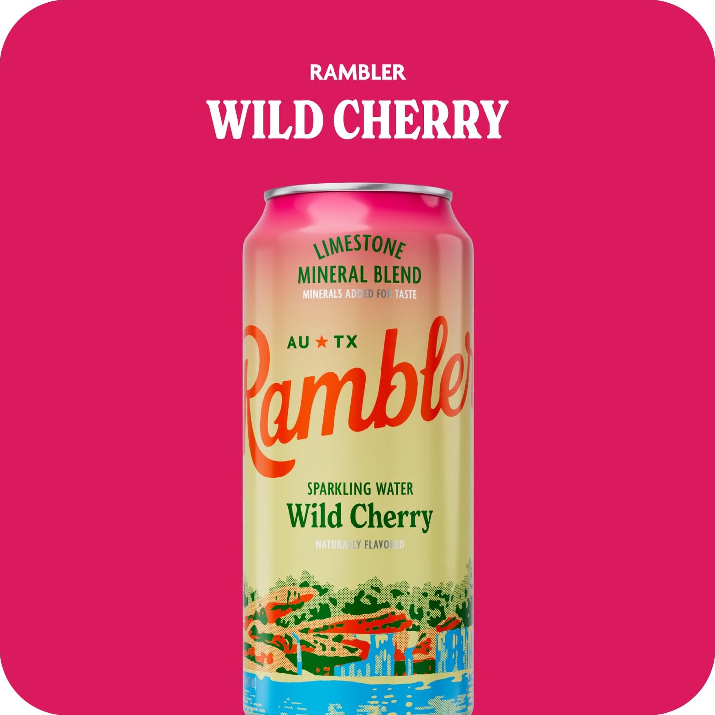 RAMBLER Sparkling Water, Wild Cherry Flavor, 16 Fl Oz Tallboy Cans, 12-Pack
