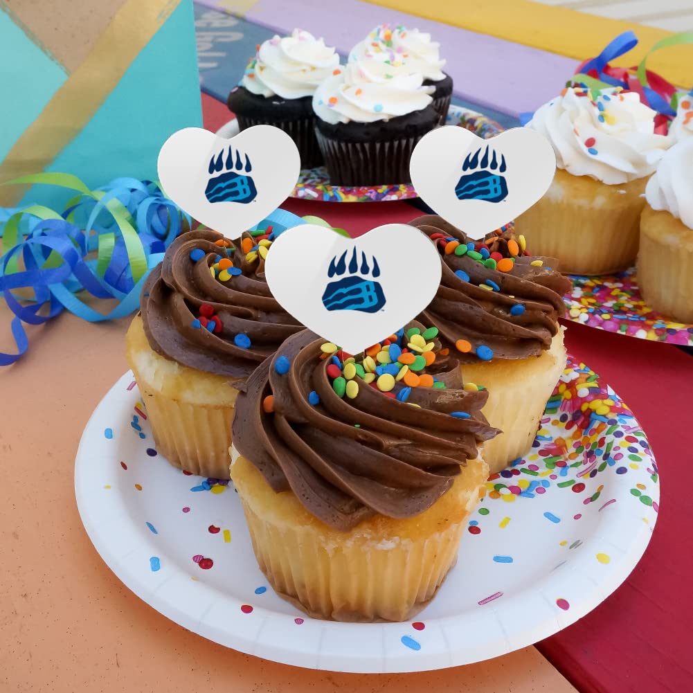 GRAPHICS & MORE Cupcake Picks Set of 6, Acrylic, Bob Jones University Secondary Logo Heart Design