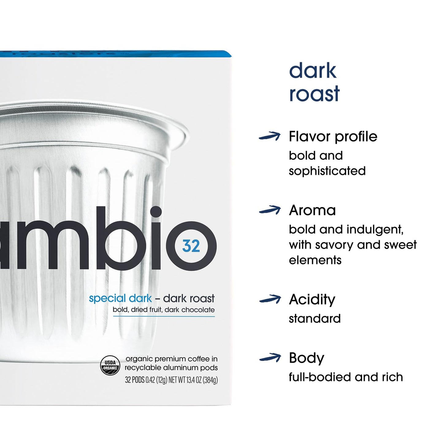 Cambio Roasters enhanced Dark Roast Keurig Organic Coffee K Cups  Only Aluminum Keurig Coffee Pods with Organic Beans  More Flavor & Longer Lasting Freshness  Bold & Smooth Dark Roast Pods  60 count