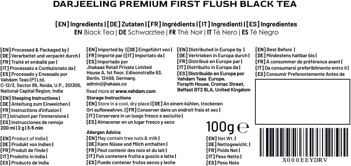 Vahdam, First Flush Darjeeling Tea - 50 Cups (3.53Oz) | Loose Leaf Black Tea - Flowery, Aromatic & Delicious | Picked, Packed & Shipped Direct From India | Champagne Of Teas | Mellow & Fragrant