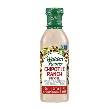Walden Farms Chipotle Ranch Dressing 12 Oz. Bottle | Fresh & Delicious Salad Topping | 0g Net Carbs Condiment | Kosher Certified