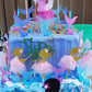 Alissar Glitter Mermaid Theme Birthday Cake Topper With Seaweed And Mermaid, Cake Cupcake Toppers For Girls Mermaid Themed Birth